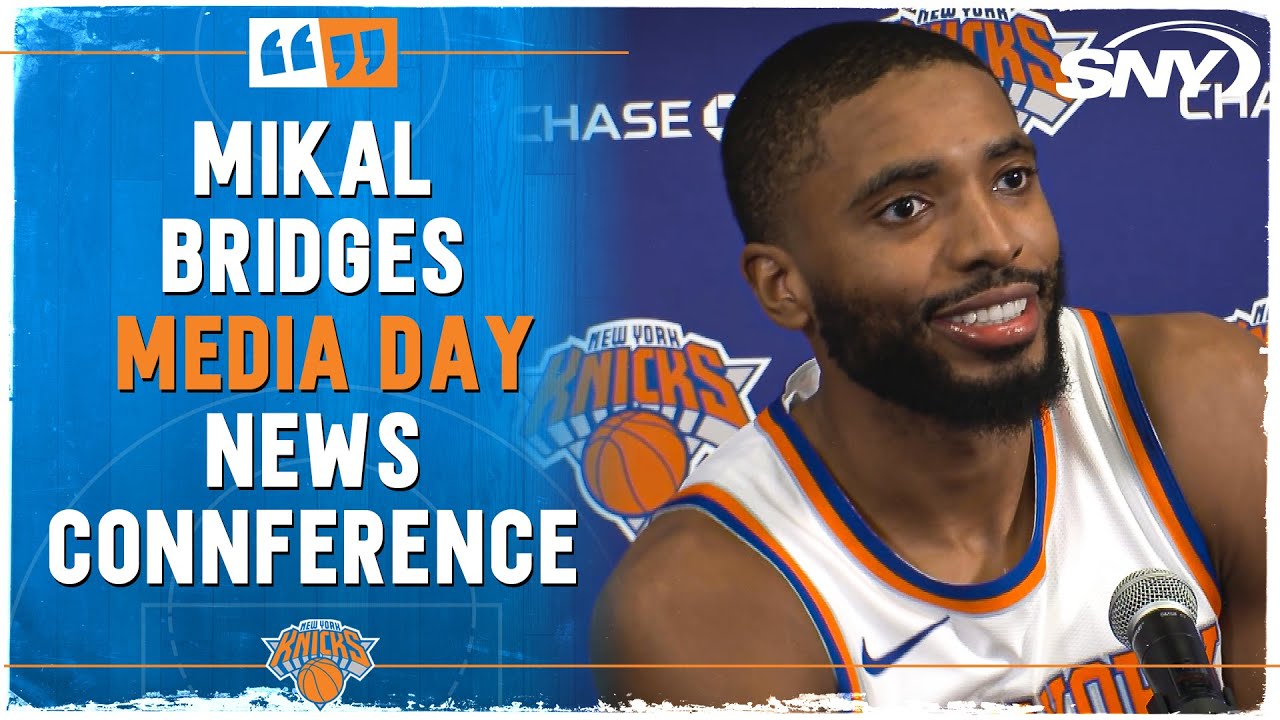 Mikal Bridges on joining Knicks, KAT, former Nova players, new season hopes | Knicks Media Day | SNY