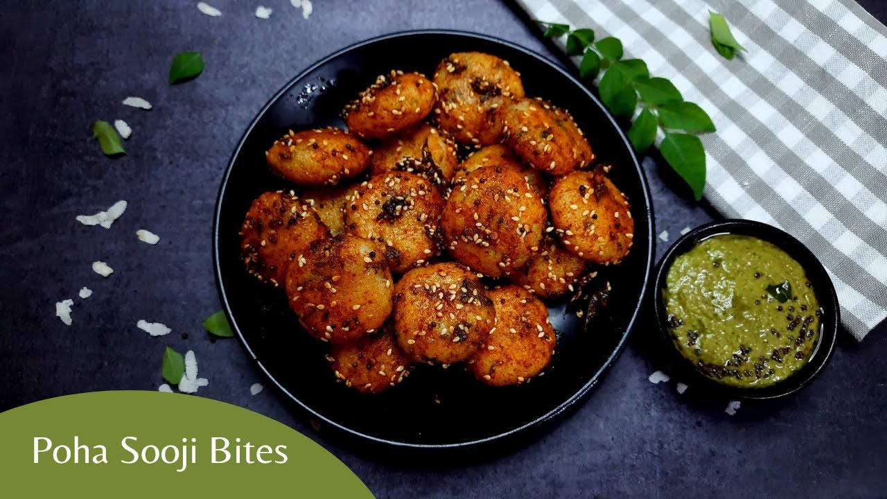Delicious & Healthy Poha Sooji Bites I Poha Suji Balls I No Coconut Green Chutney I Healthy Meal