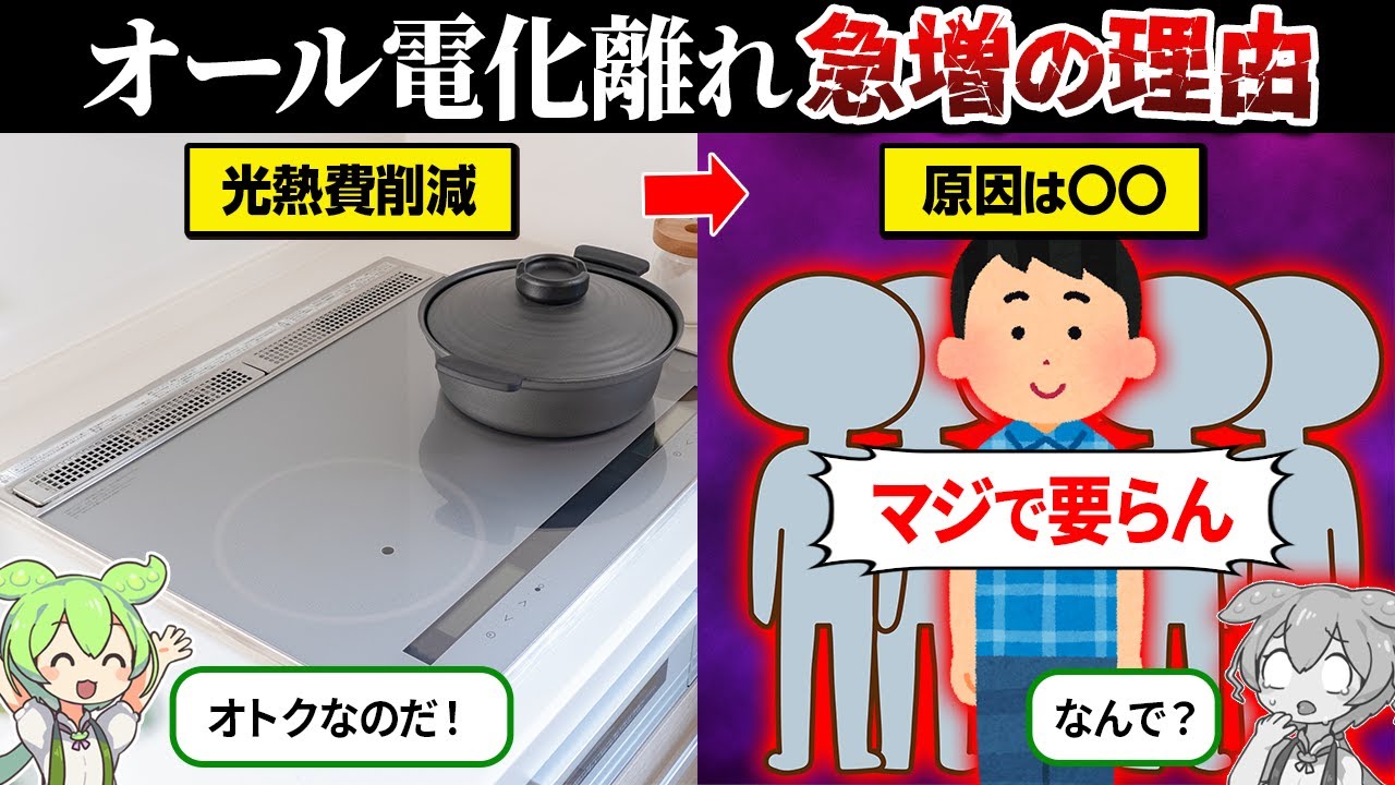 なぜオール電化からガス併用に切り替える人が急増してるのか？【ずんだもん＆ゆっくり解説】