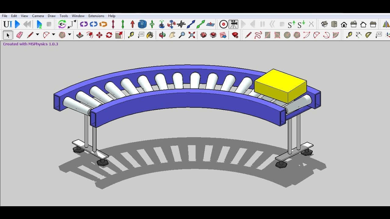 Bend/Curved Roller Conveyor Design Assembly Motion Animation in Sketchup