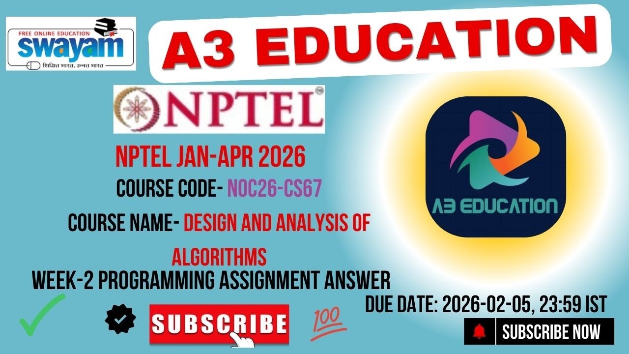 NPTEL Design and Analysis of Algorithms Week 2 Programming Assignment Answers | noc26-cs67
