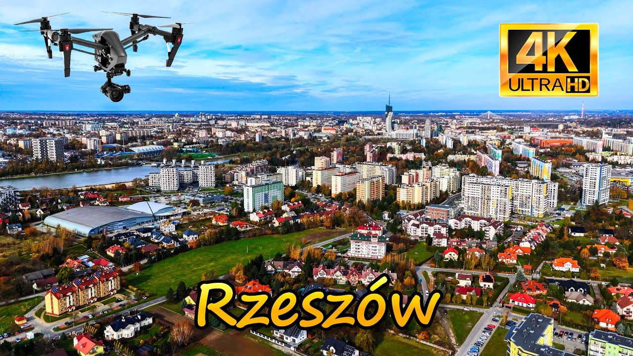 Rzeszów – panoramy południowych rubieży, Drabinianka, Zalew Wisłoka, kładka w Boguchwale – dron 4K