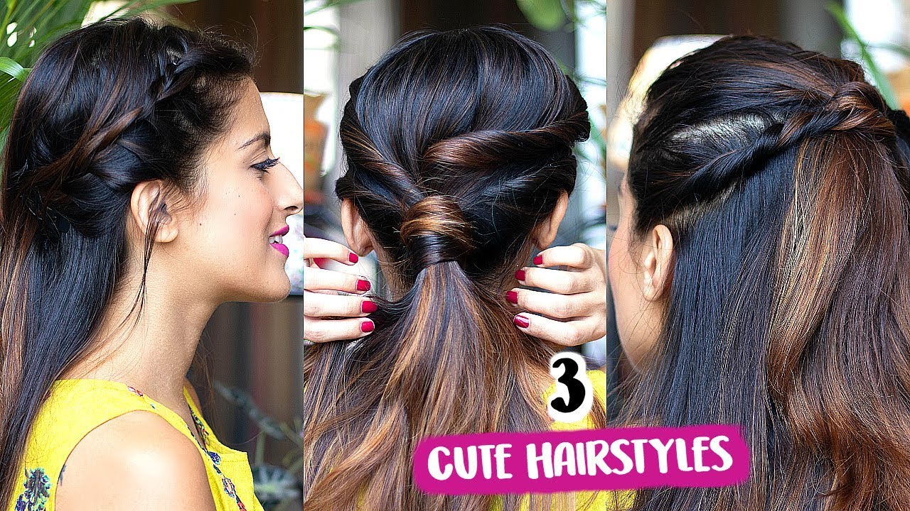 2 Min CUTE Everyday Hairstyles For School, College, Work/ Quick & Easy Indian Hairstyles