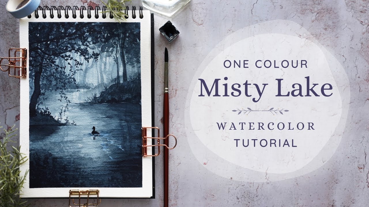 One Colour Misty Scenery: Watercolor Tutorial