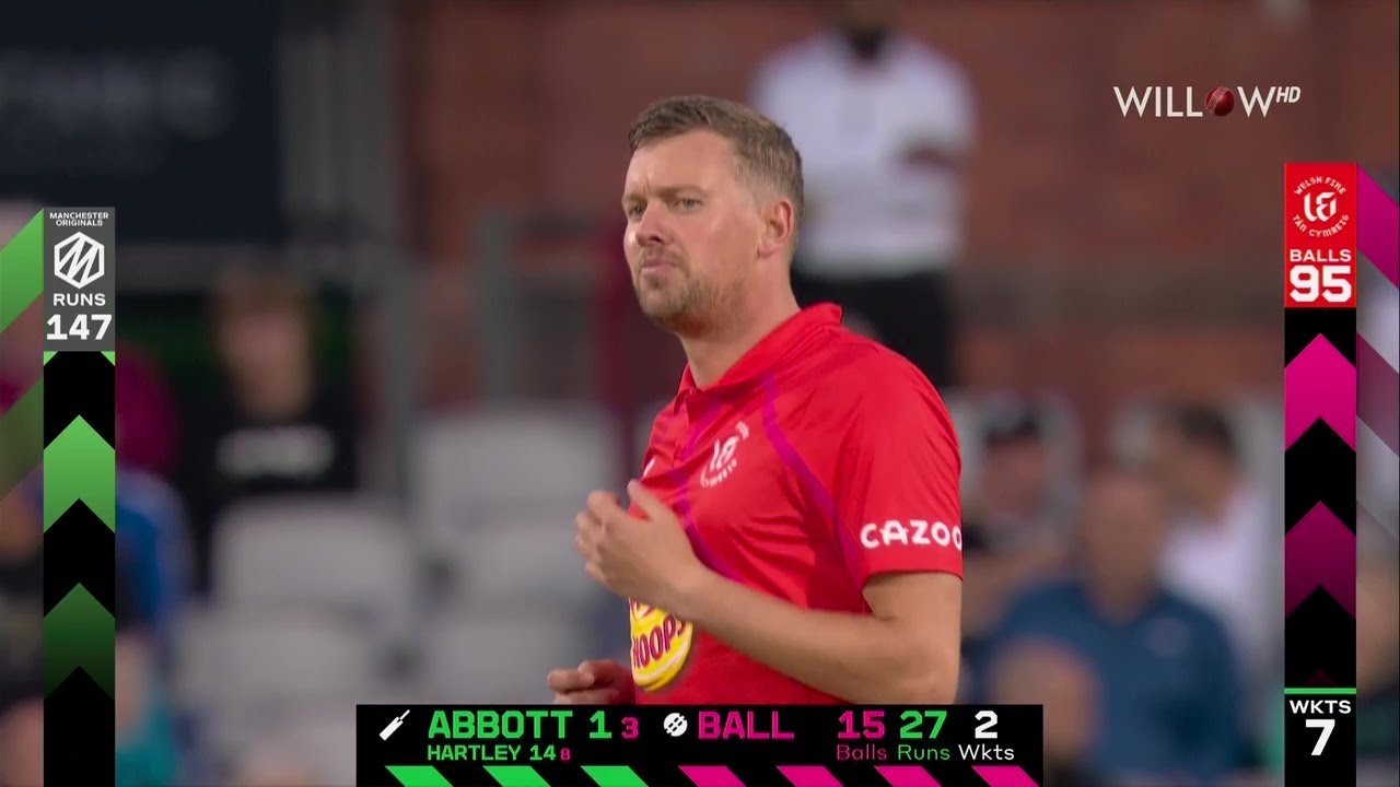 Jake Ball 4 wickets vs Manchester Originals | 16th Match - Manchester Originals vs Welsh Fire
