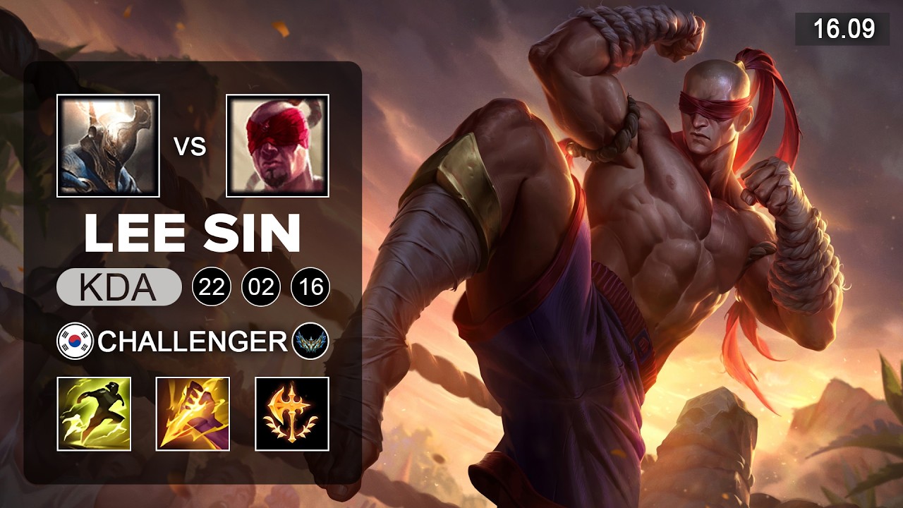 Lee Sin vs Pantheon Jungle - KR Challenger - Patch 16.09 Season 16