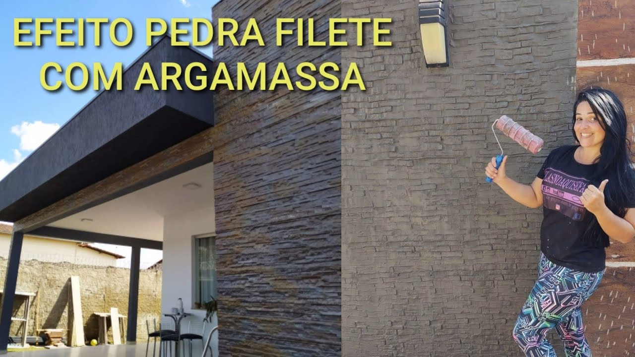 COMO  FAZER PEDRA FILETE COM ARGAMASSA - PAREDE PEDRA FILETE CASEIRA - DECORA&Ccedil;&Atilde;O COM PEDRA FILETE