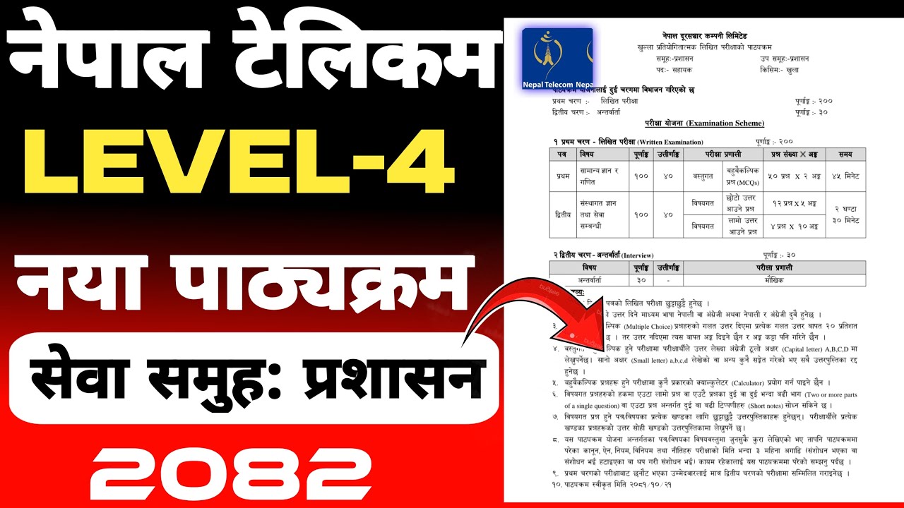 नेपाल टेलिकम तह ४ पाठ्यक्रम (प्रशासन ) Nepal Telecome Level 4 Syllabus | Ntc Level 4 Syllabus
