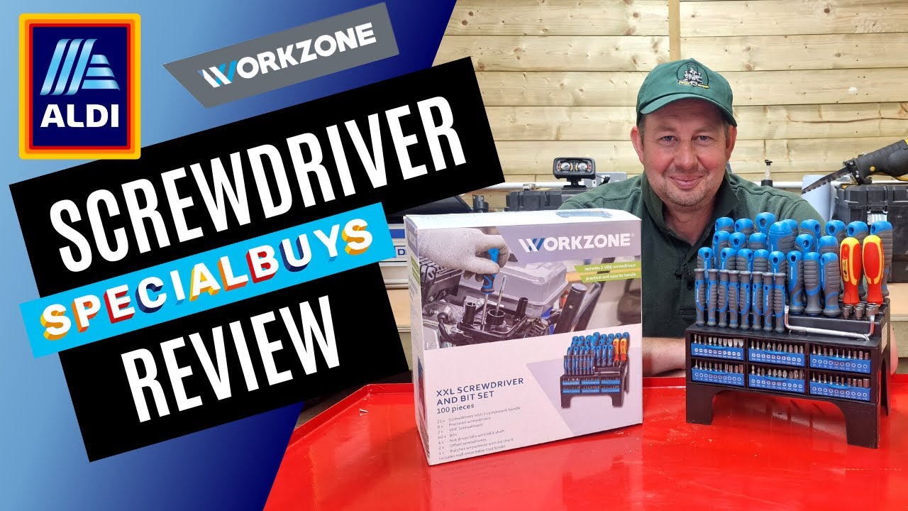 ALDI Workzone 100 piece screwdriver set with toolbox tool storage review