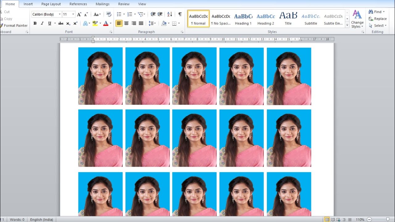 Passport Size Photo in MS WORD | MS Word me Passport Size Photo Kaise banaye | Microsoft Word 2010