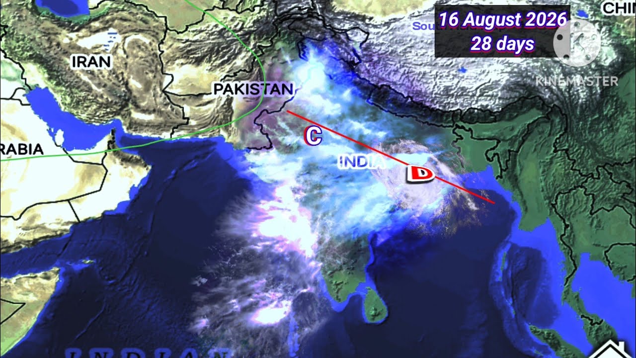 20 July To 18 August 2026/30 Days Weather System Map South Asia Monsoon Through Line.
