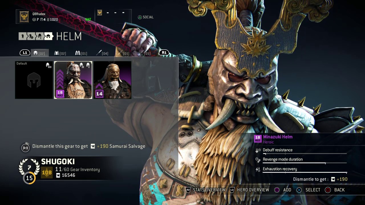 For Honor: Shugoki Rep 7 Max gear score 108
