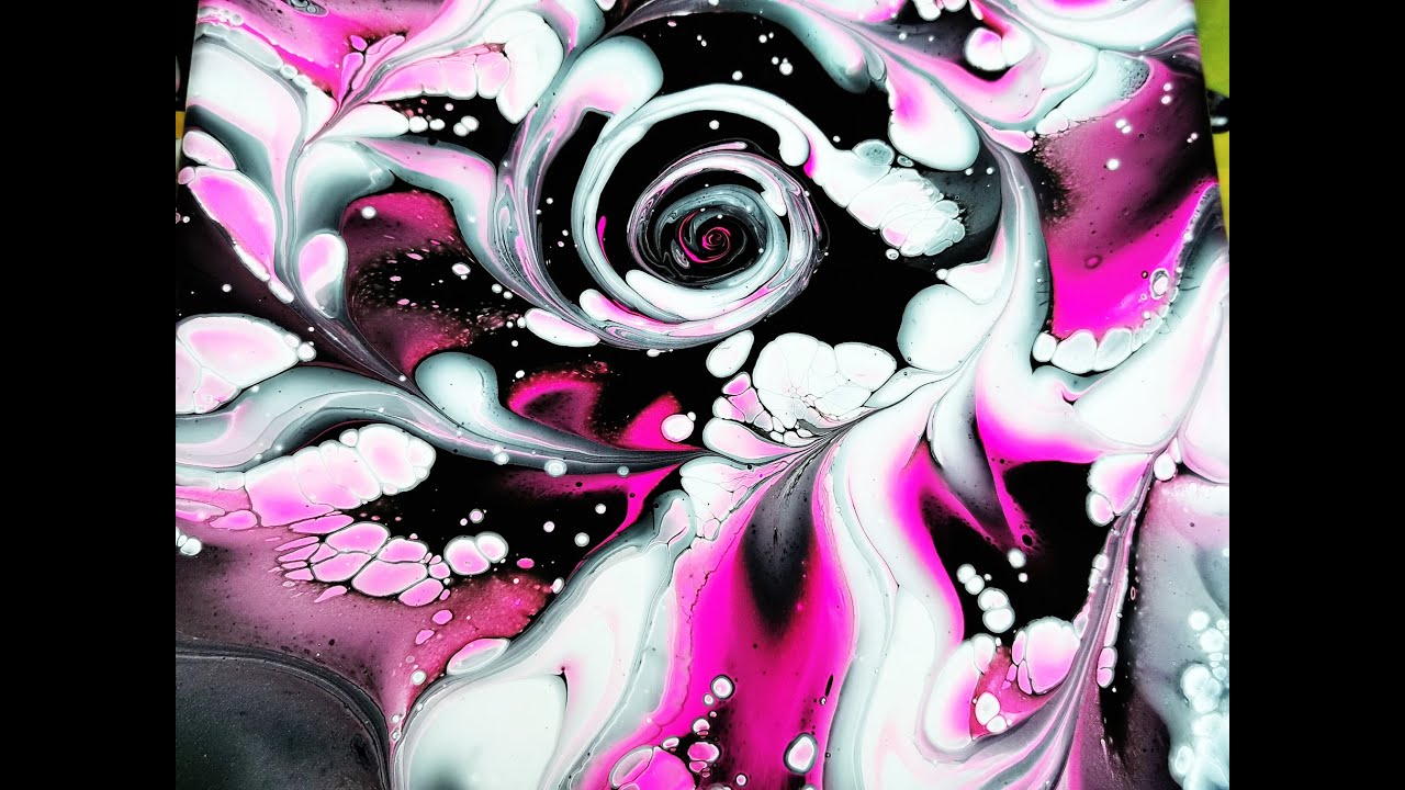 (293) Fluorescent storm - Acrylic fluid art painting - Wrecked bloom technique