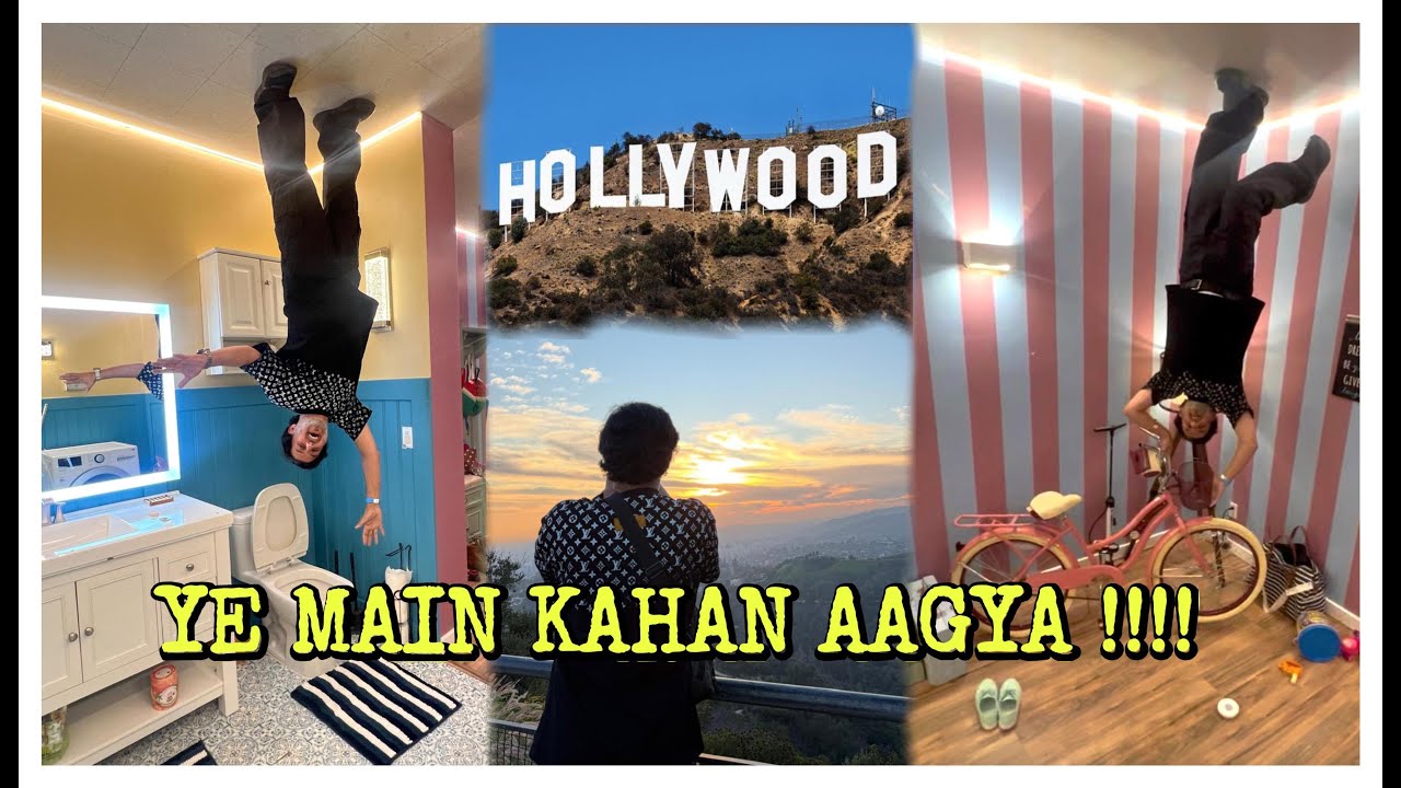 HOLLYWOOD SIGN VIEW FROM GRIFFITH OBSERVATORY AND CRAZY UPSIDE DOWN HOUSE AT HOLLYWOOD BLVD | BUNNY