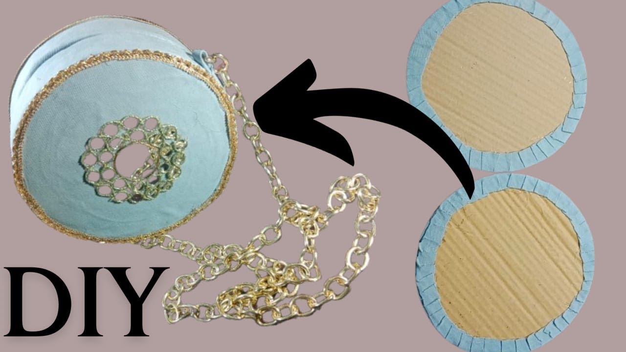 How to make round shape purse/DIY purse bag/cardboard craft/old jeans craft idea/easy creativity