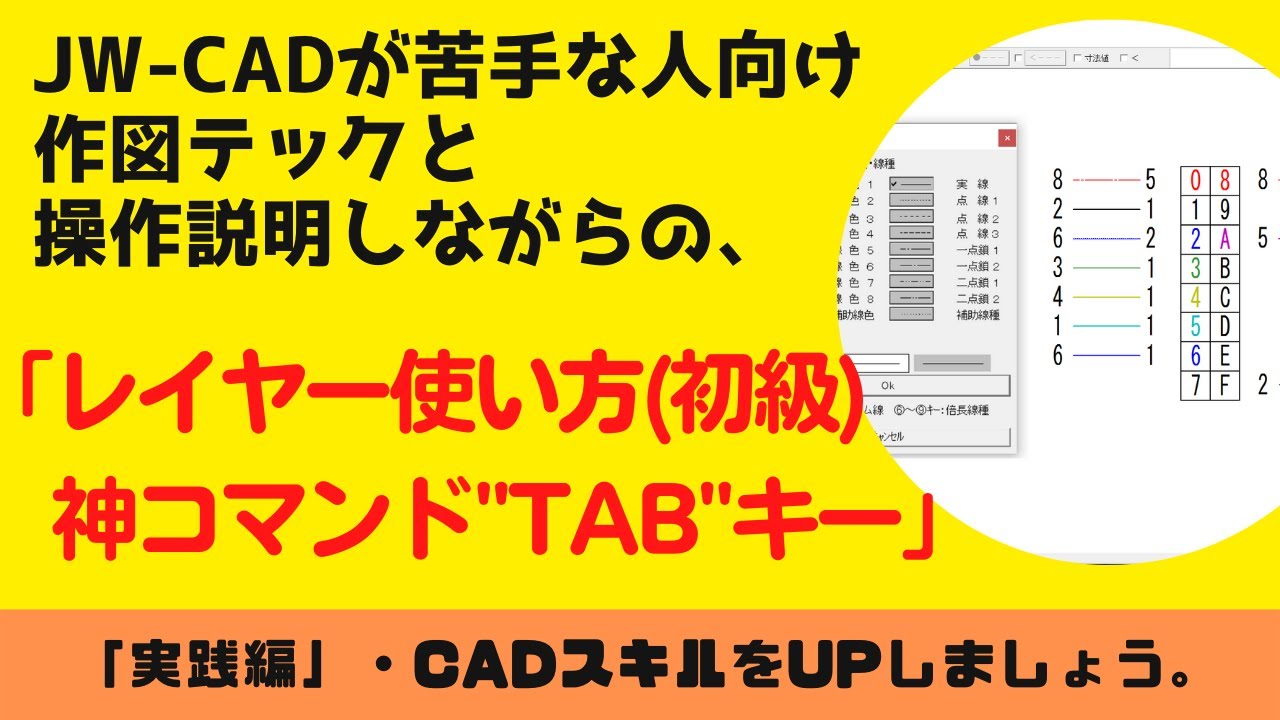 【JW-CAD】「レイヤーの使い方（初級）」「神コマンド"tab”」