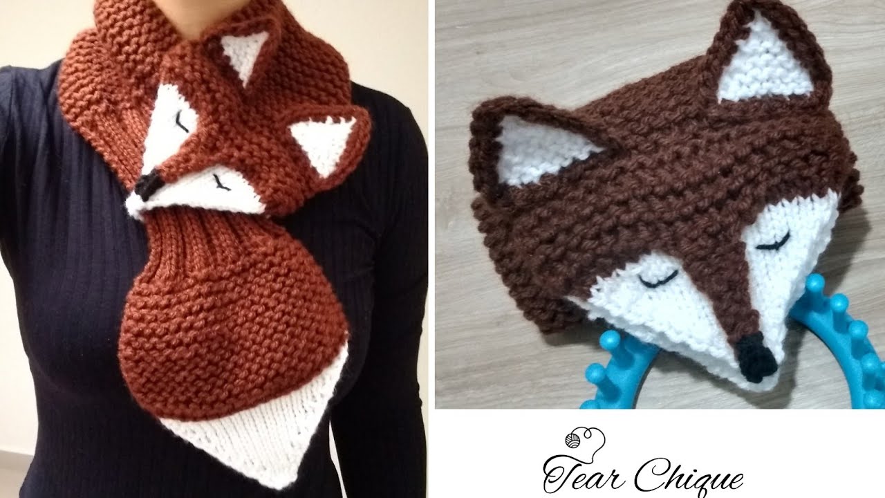 COMO FAZER UM CACHECOL DE🧣RAPOSINHA 🦊NO TEAR DE PINOS | LOOM KNIT FOX SCARF