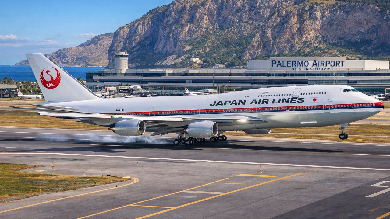 Ultra-Smooth Takeoff! Japan Airlines Boeing 747 at Palermo Airport