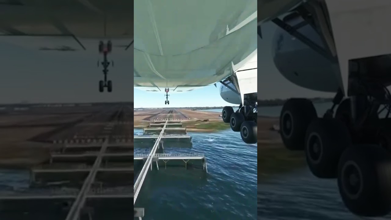 Boeing777 touchdown! View from landing gear camera!