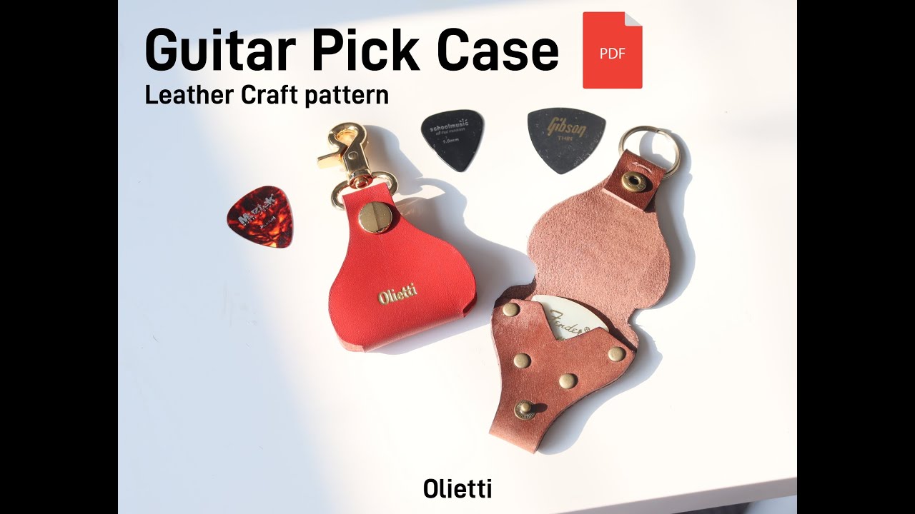 Guitar pick case making. Leather Craft PDF pattern.
