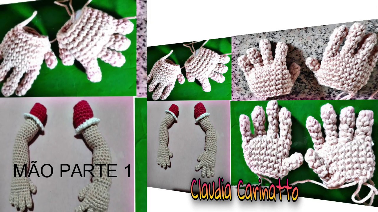 Boneca Amigurumi (Mão  confecção dos dedos )