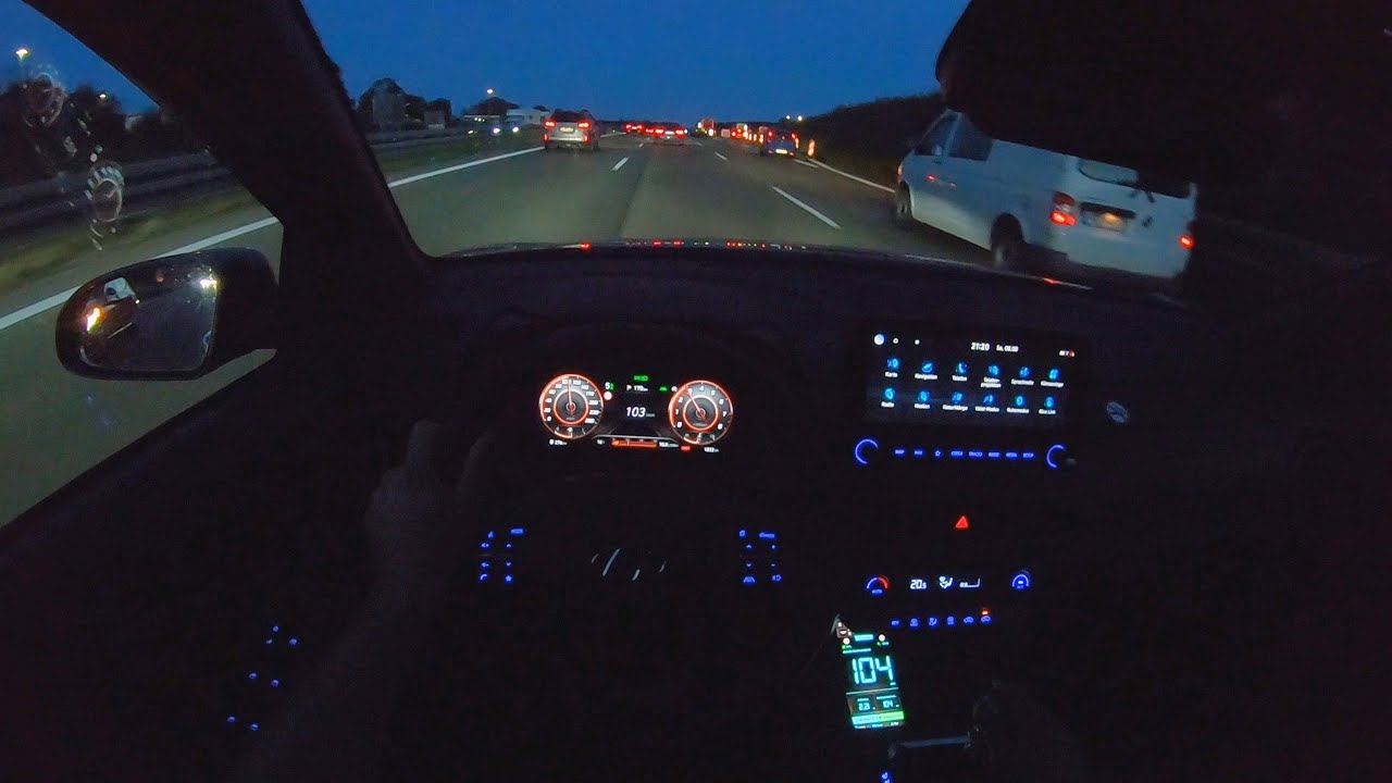 2021 HYUNDAI KONA 1.0 T-GDI 120 PS NIGHT POV AUTOBAHN DRIVE A8 PFORZHEIM (60 FPS) (GPS)