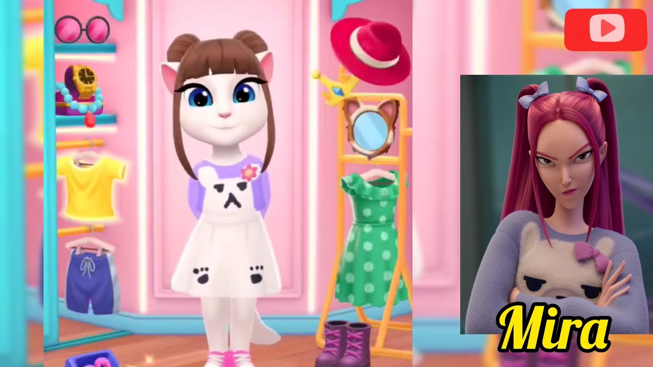 🔥 ANGELA MAKEOVER AS MIRA | K-POP DEMON HUNTERS COSPLAY | MY TALKING ANGELA 2 💄✨ #youtubevideo #fypシ