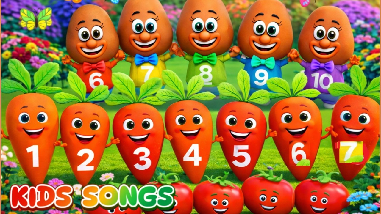 One Two Three VEGE 🔢💟Numbers Kids Songs - Fun and Learning