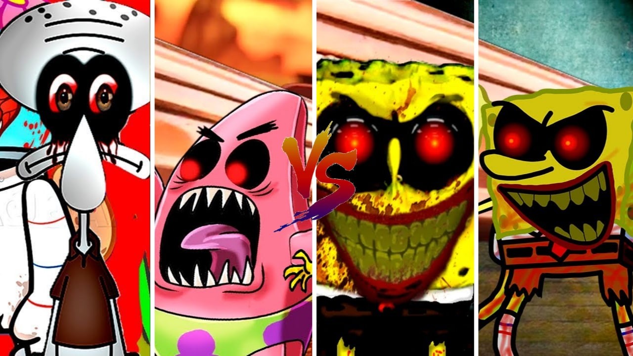 SpongeBob SquarePants vs Squidward Tentacles vs Patrick Star vs Mr crabs Tiles hop