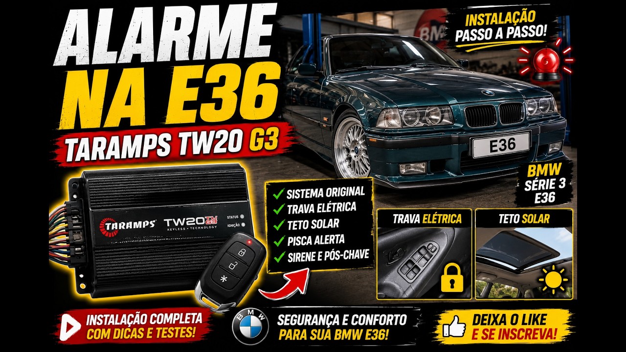 Como Instalar Alarme na BMW Série 3 E36 (318i, 323i, 325i, 328i) Teto Solar, Passo a Passo Completo