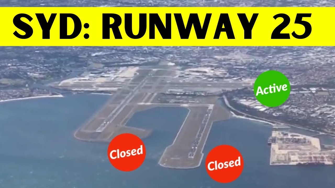 Sydney Runway Closure! Qantas A330 turbulent landing. East / West Runway 25 in heavy wind.