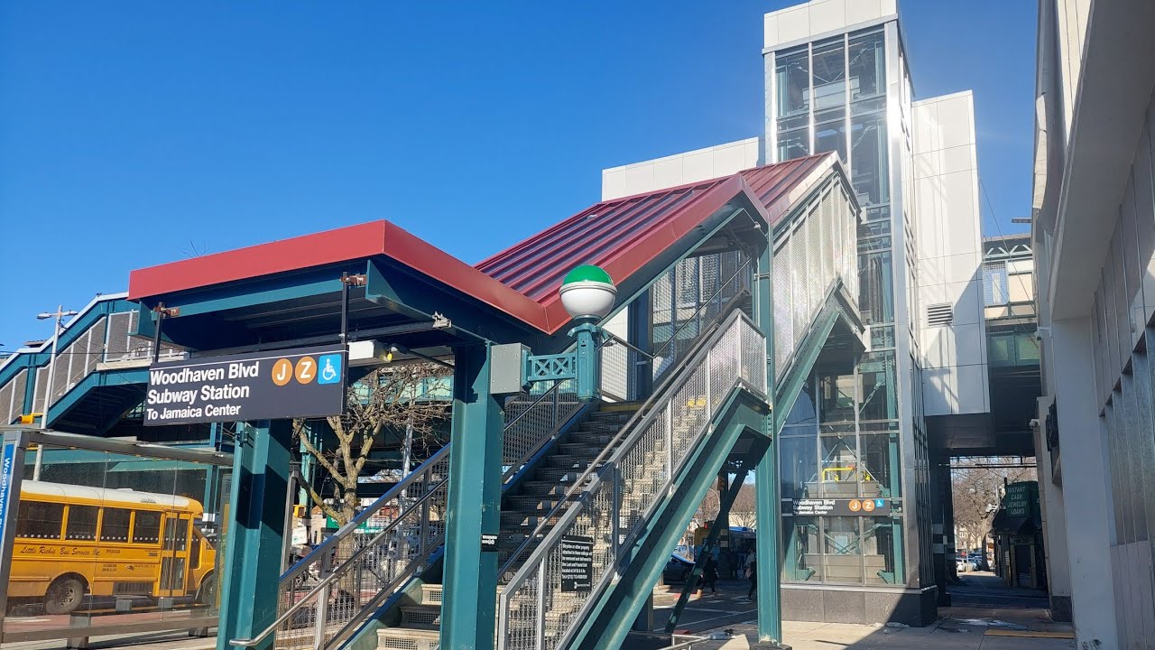 BMT Jamaica Line: R143 & R160A-1 (J) Train @ Woodhaven Blvd + New Elevators