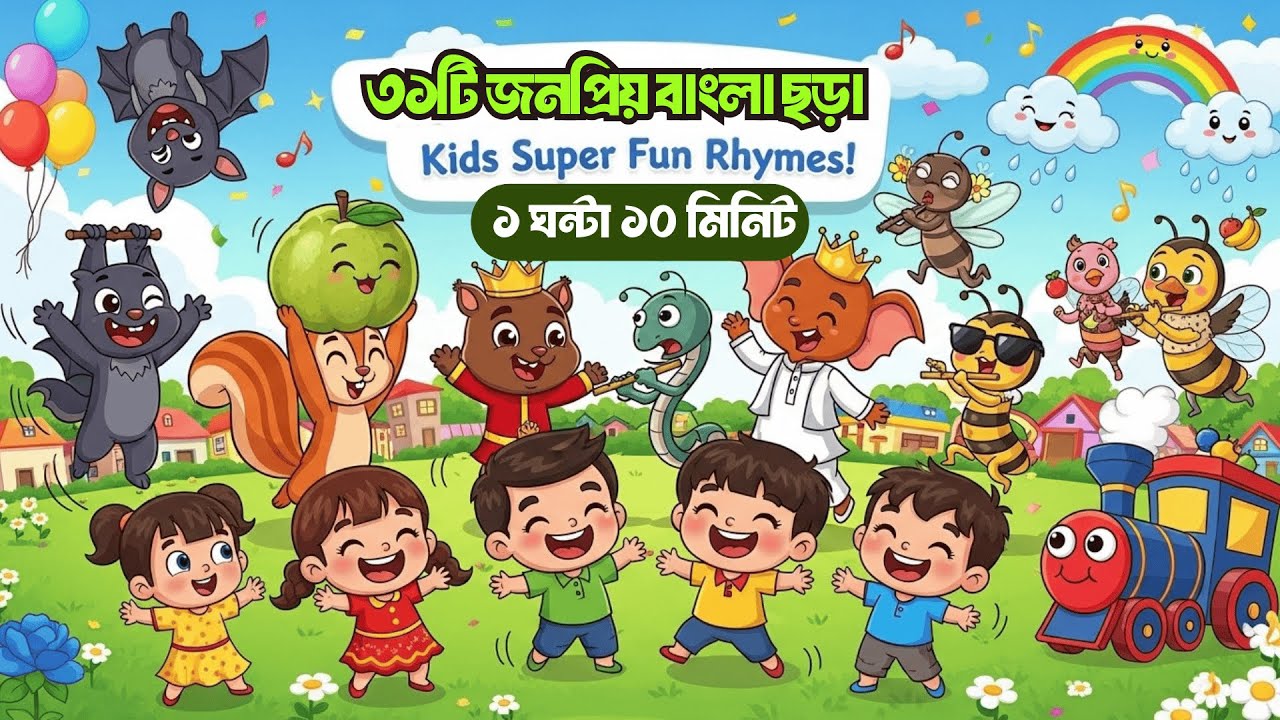 ৩১টি জনপ্রিয় বাংলা ছড়া Bangla Rhymes | আদুর বাদুড়, খোকন খোকন ডাক পাড়ি, আতা গাছে তোতা পাখি | BP Kids