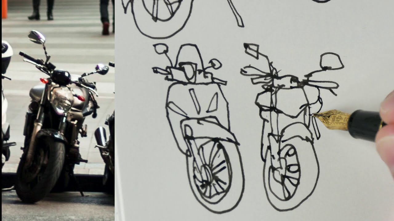 Let's sketch motorbikes