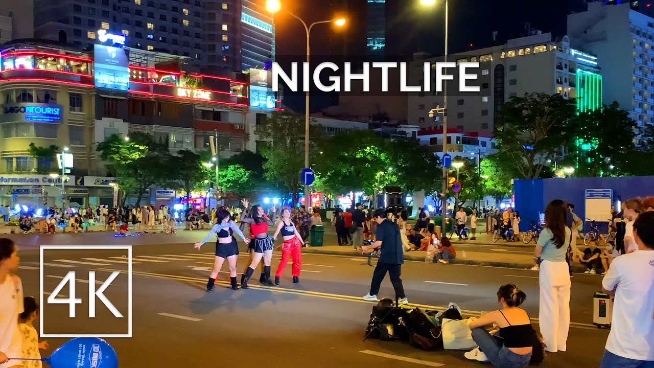 SAIGON NIGHTLIFE - Walking from New World Hotel to Le Loi Walking Street - Vietnam 4K 60fps ultra HD