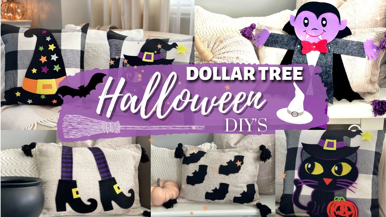 DOLLAR TREE HALLOWEEN DIYs | Easy & Spooky Halloween Decor | Pillow Decorations | Bat & Witch Decor