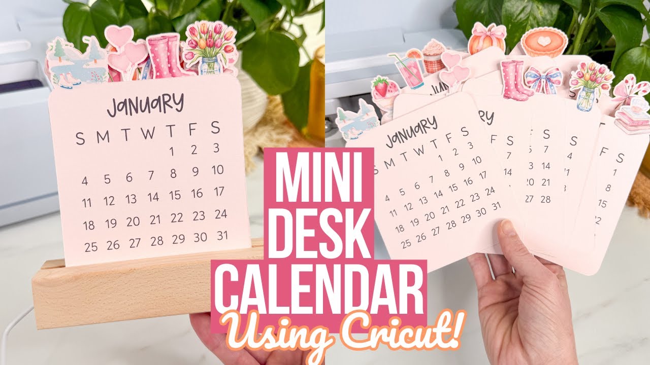Мини-календарь для рабочего стола, созданный с помощью Cricut | Разработан в Cricut Design Space
