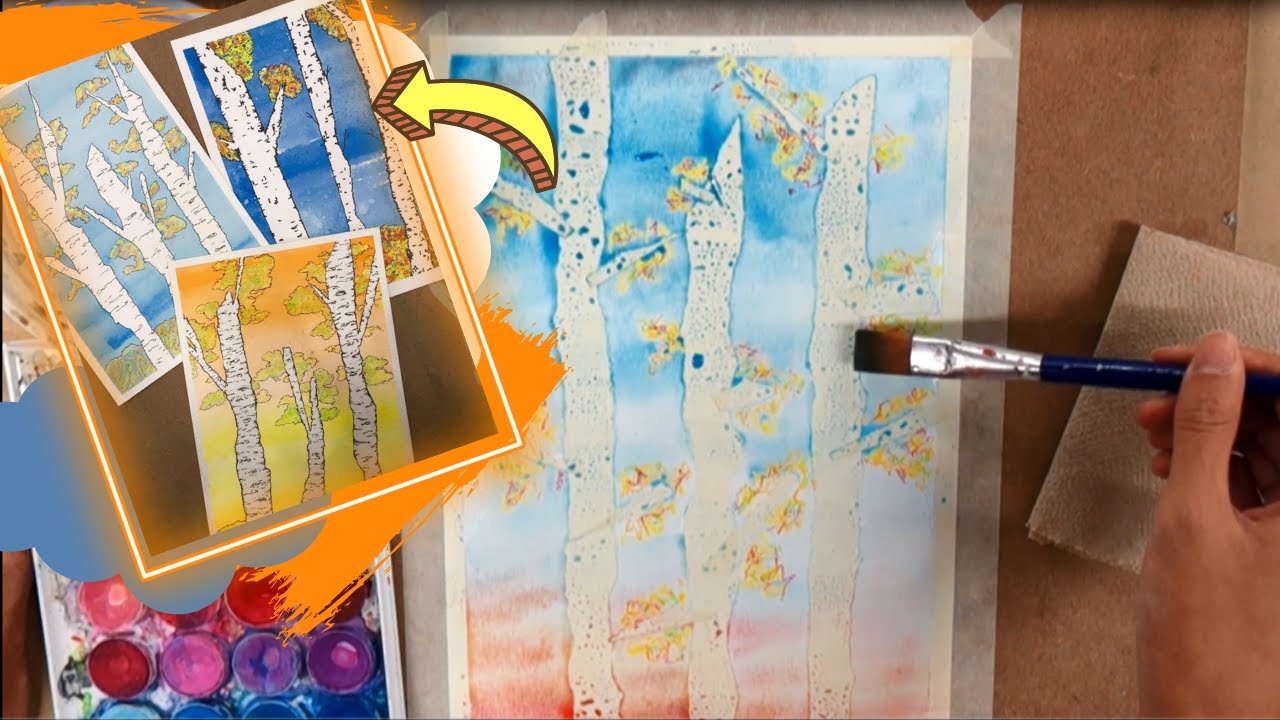 Watercolour Resist Fall Trees | SCYAP Art Centre