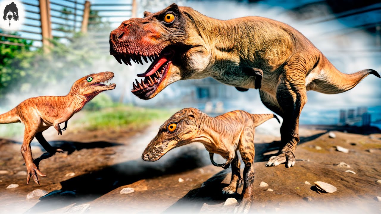 the isle - Família T-Rex! Pai Protetor Cuidando Dos Bebês Até Adultos! Invasão Surpresa!