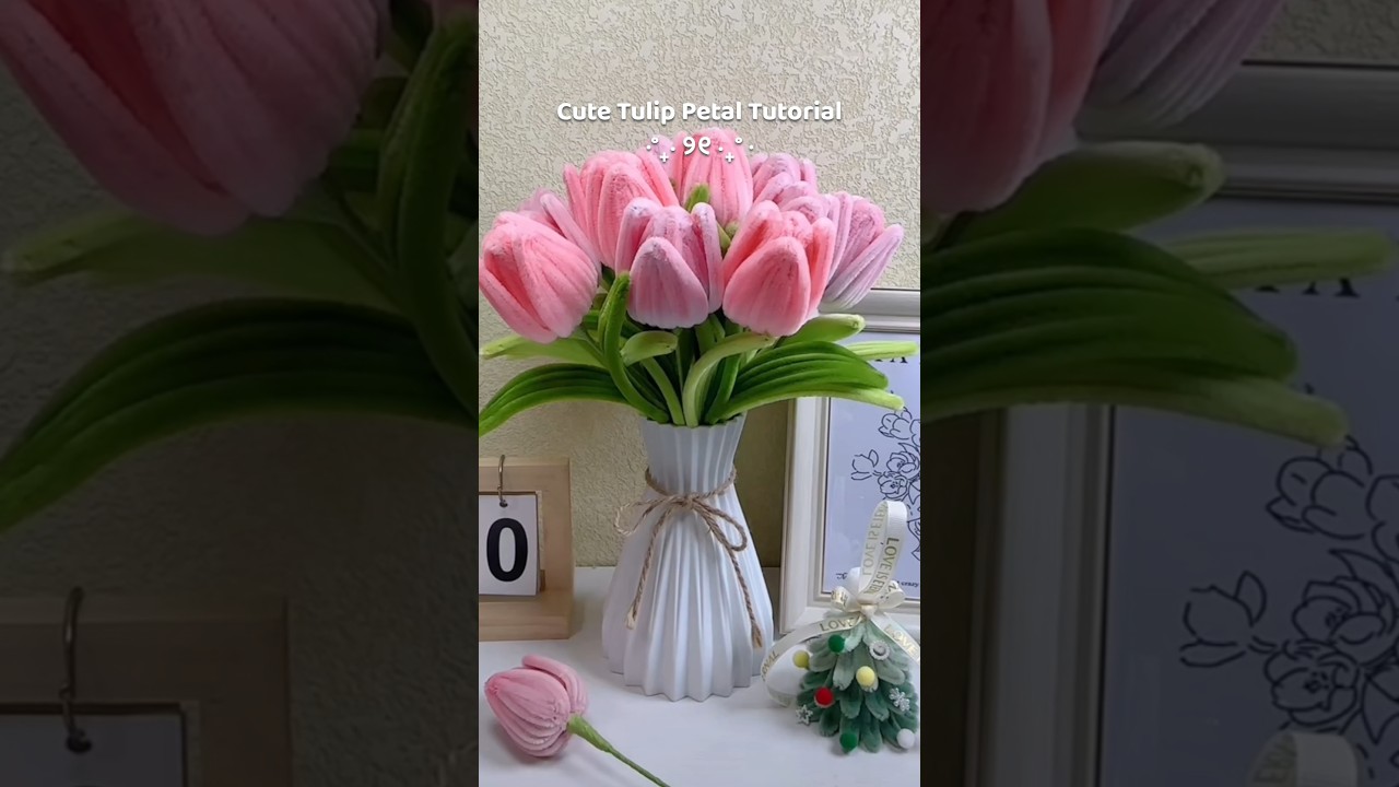 DIY tulip petals from pipe cleaners | Simple tulip flower craft for beginners #diycrafts #fuzzywire