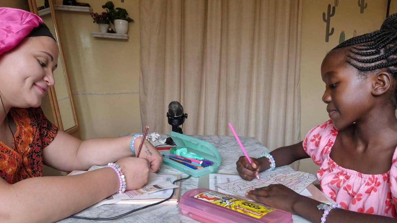 ASMR Coloring Together 🎨✂️🖍📋| Whispering, Scissors  & Paper Sounds 🌸