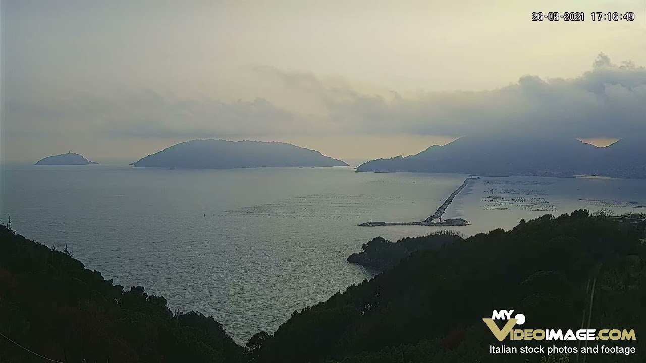 Sunset in the clouds in the Gulf of La Spezia