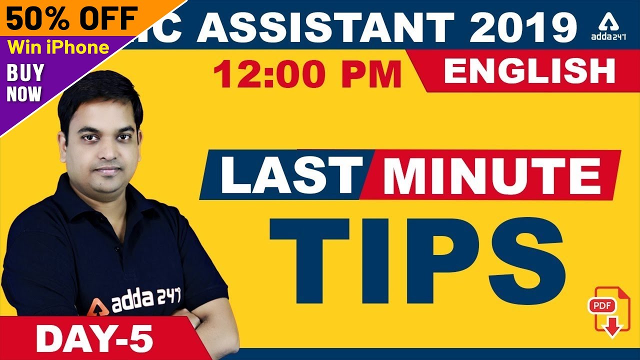 LIC Assistant 2019 | English | Last Minute Tips