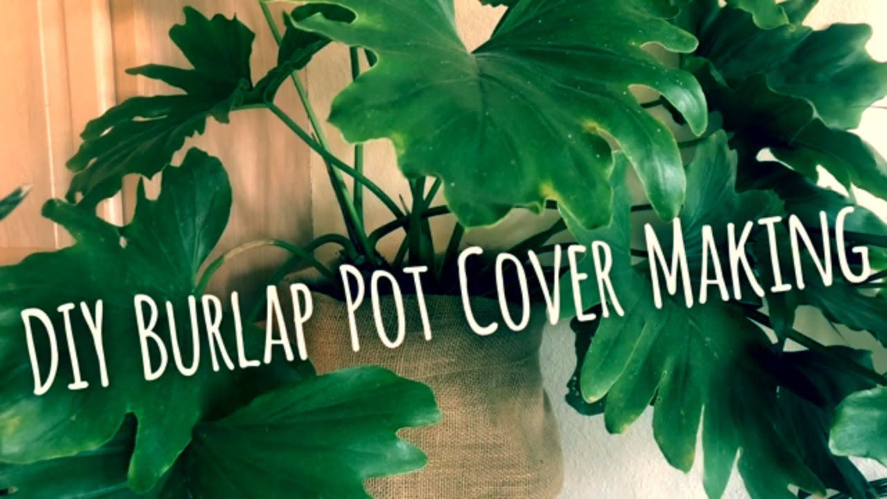 SUPER EASY! DIY Burlap Plant Pot Cover Making with Cheap Sustainable Material🌎 超簡単！自然素材鉢植えカバーを作ろう！