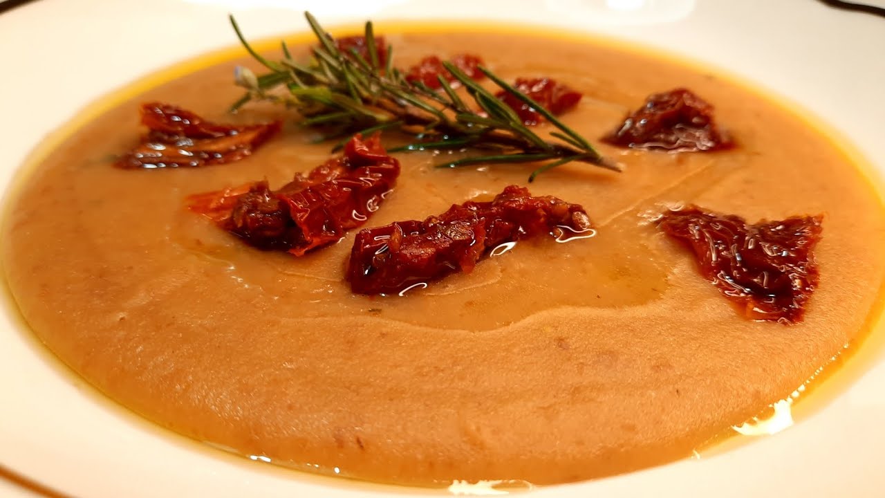 CREMA DI PATATE E FAGIOLI BORLOTTI CON ROSMARINO E POMODORI SECCHI #glutenfree