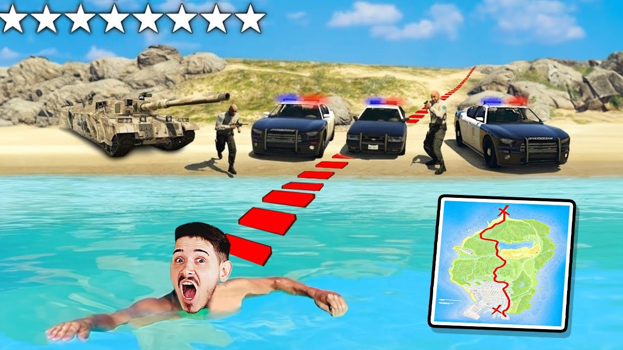 MORAM PREĆI CIJELU MAPU U GTA 5 DOK ME GANJA POLICIJA! ⭐⭐⭐⭐⭐