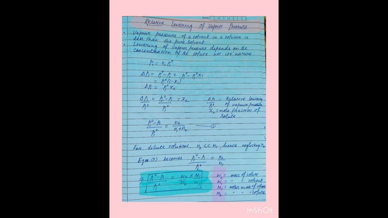 Relative lowering of vapour pressure, colligative property, s , chemistry notes, 12 chemistry notes