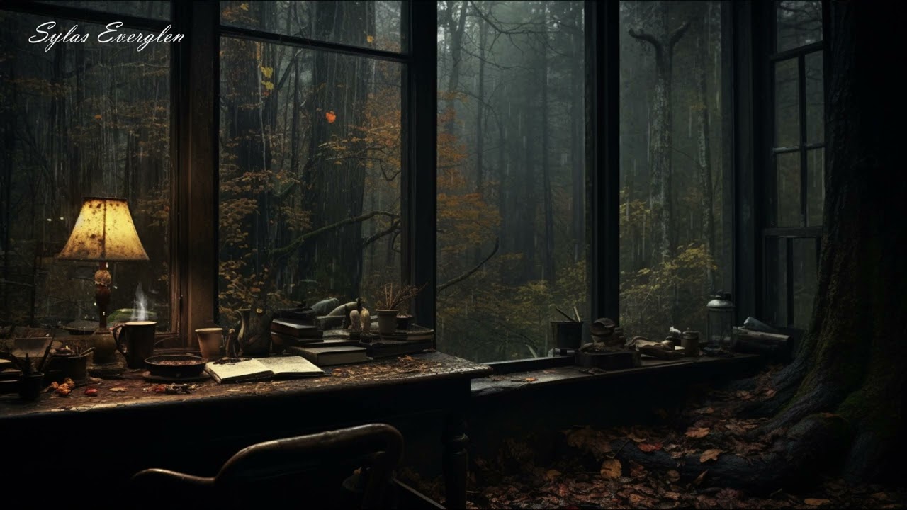 Pov: You are listening to the rain in a wooden house in the forest | pov playlist [ Dark Academia ]