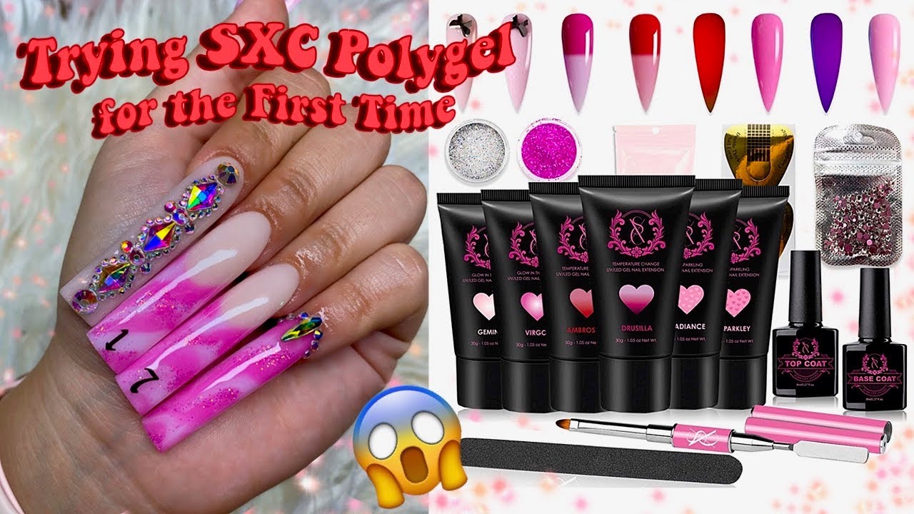 TRYING SXC POLYGEL KIT FOR THE FIRST TIME! FRENCH TIP MARBLE NAILS| Polygel Nail Tutorial