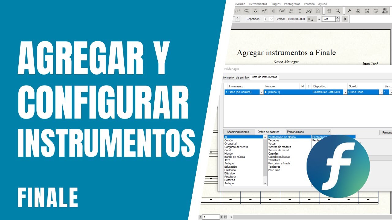 Agrega y configura instrumentos en Finale | Score Manager | Finale